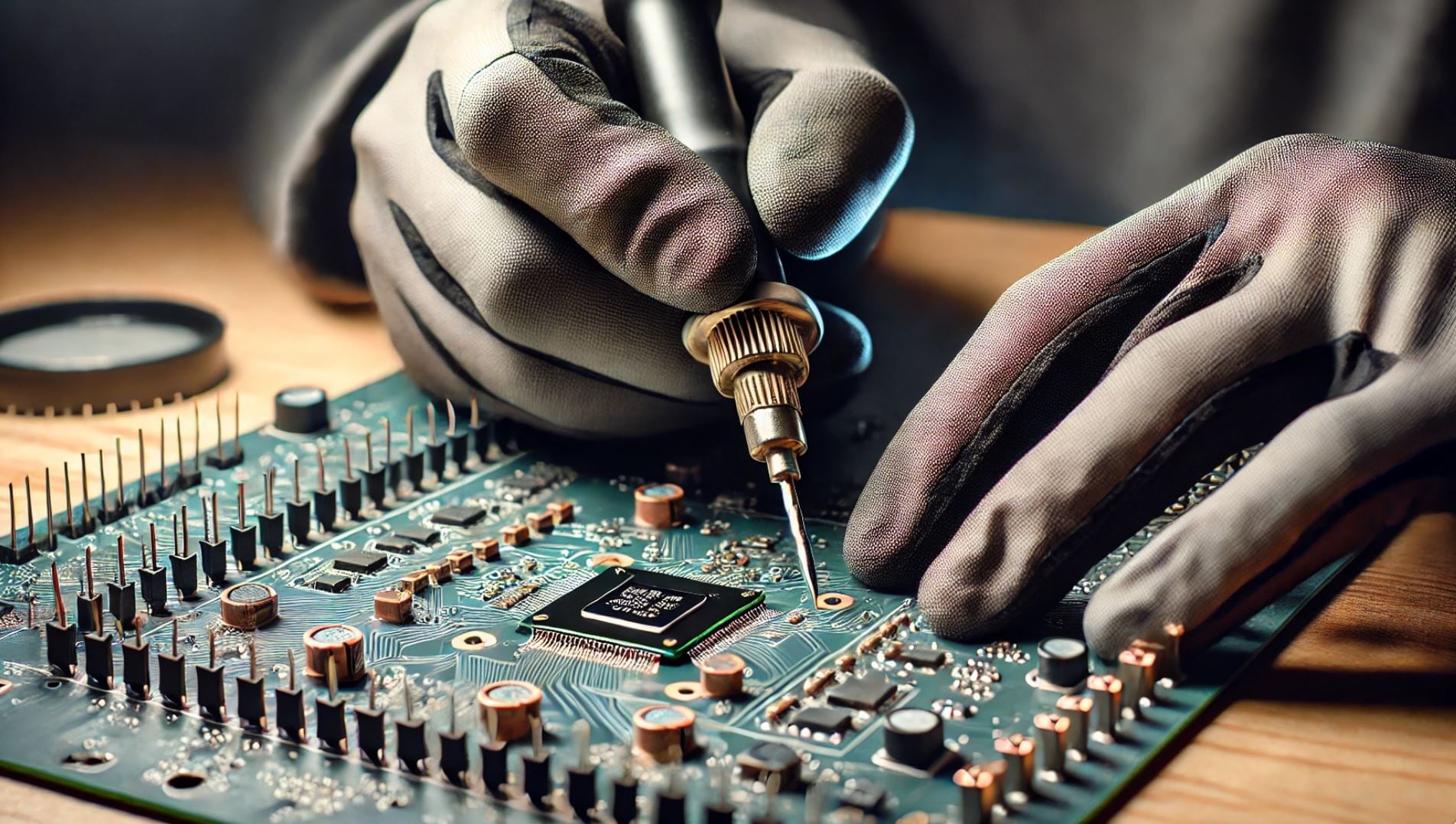 Equipamento de microsolda especializada utilizado pela Web Imports para reparo de placas eletrônicas de alta precisão